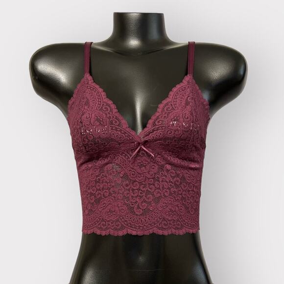 Victoria's Secret Other - Victoria’s Secret VINTAGE Longline Lace Bralette Womens M Purple Coquette Floral